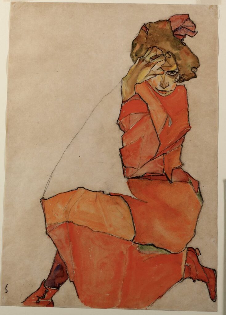 EgonSchiele, Kneeling Female in Orange-Red Dress, 1910 © Leopold Museum, Vienna